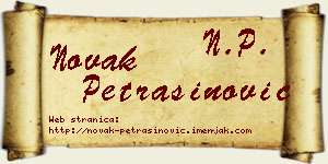 Novak Petrašinović vizit kartica